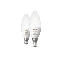 Avis Philips Hue Pack de 2 ampoules connectées E14 - White & Color Ambiance