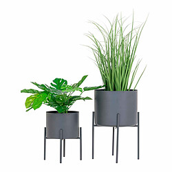 House Nordic Lot de 2 Pots De Fleurs Gris 