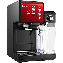 BREVILLE Prima Latte 2 Rouge - VCF109X-01 Machine à café et expresso, pompe italienne 19 bars, convient pour café moulu ou dosettes - Mousseur à lait automatique intégré - Couleur noir et rouge