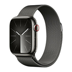 Apple Watch Series 9 GPS + Cellular, boîtier en acier inoxydable graphite de 41 mm avec bracelet Milanais graphite