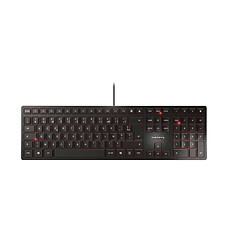 Cherry KC 6000 SLIM - Clavier ultra-plat avec 6 touches supplémentaires Clavier bureautique - Mécanisme ciseaux - LED d'état dans les touches CAPS LOCK, NUM et SCROLL - USB - Noir