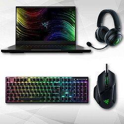 Razer Blade 17 RZ09-0423EFD3-R3F1 - Noir + DeathStalker v2 Pro + Basilisk v3 Pro + Razer Kraken V3 Pro 17.3'' Quad HD 240Hz - NVIDIA GeForce RTX 3060 - Intel Core i7-12800H - SSD 1 To - RAM 16 Go DDR5 -  AZERTY - Windows 11 + Razer DeathStalker v2 Pro + Razer Basilisk v3 Pro + Casque gamer - Son Surround - Compatible PC / Playstation - Connexion Jack 3,5 m