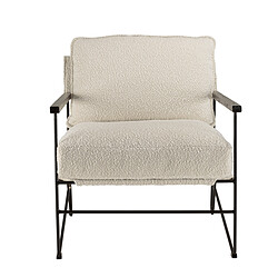 Avis MACABANE Fauteuil tissu écru 1 coussin structure métallique GASTON