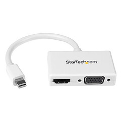 StarTech.com Adaptateur audio / video de voyage - Convertisseur 2-en-1 Mini DisplayPort vers HDMI ou VGA - Blanc Adaptateur Mini-DisplayPort vers VGA + HDMI