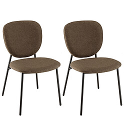 Acheter MACABANE Lot de 2 chaises tissu marron pieds acier noir TOM