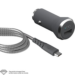 Force Power Chargeur Voiture Fast & Smart 1 port USB 2.4A + câble renforcé Micro USB 1.2m - Charge Rapide et intelligente