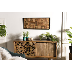 MACABANE Décoration Murale Rectangulaire Mozaïc SUZY Bois Teck Recyclé Nature 