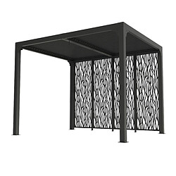 HABRITA Pergola bioclimatique Aluminium balcon et terrasse avec 4 panneaux moucharabieh coloris gris