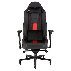 Corsair T2 Road Warrior - Rouge Chaise gamer revêtement simili cuir - dossier inclinable 170° - accoudoirs 4D - 140 kg max - pied aluminium 5 branches