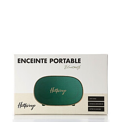 Enceinte Bluetooth Halterrego style rétro couleur verte. BT V5.0, lecteur de carte micro SD, Aux in, 6w RMS, batterie rechargeable de 1200mAh.