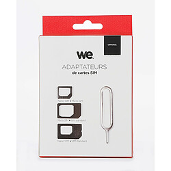 WE Adaptateurs Carte SIM - Nano, Micro, Carte SIM avec Pointe Aiguille Métal - Converter Kit