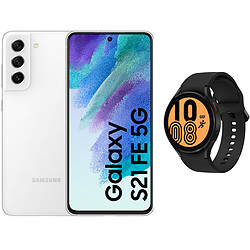 Samsung Galaxy S21 FE - 5G - 128GO - Blanc  + Galaxy Watch4 - 44 mm - Bluetooth - Noir