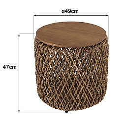 Acheter MACABANE Table d'appoint ronde 50x50cm en tissage de fibre de cocotier 