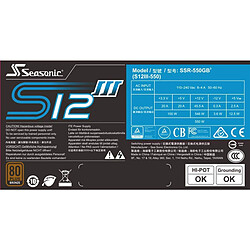 Seasonic S12III-550 - 550 W - 80 Plus Bronze pas cher