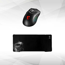 MSI Souris Gamer CLUTCH GM51 LIGHTWEIGHT WIRELESS RGB + AGILITY GD70 - XL Souris gamer - Connexion Sans Fil - Rétro-éclairage RVB - PixArt PAW 3395 optique -  26000 DPI - 6 boutons - Noire + Tapis de souris gamer - 900 x 400 x 3mm - antidérapante