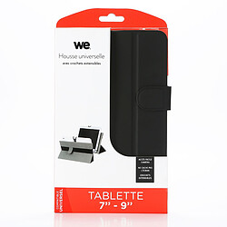 WE Étui universel pour tablettes 7-9" - Toucher doux - Système de crochets extensibles - Languette magnetique - Noir