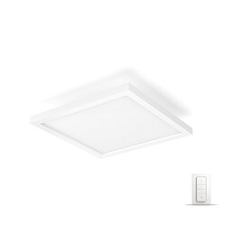 Philips Hue Plafonnier connecté AURELLE - Panneau LED 30x30cm 28W - Blanc - White Ambiance - Télécommande Hue incluse