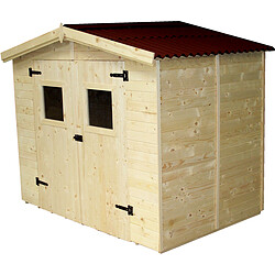 OTTAWA 504 - Abri de jardin en bois - 5,04 m² - 16mm Dim : L 270 x l 187 x H 174/204 cm - : Epicéa massif PEFC 