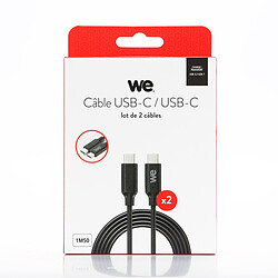 WE Lot de 2 câbles USB-C/USB-C - 1,50m - USB 3.2 gen 1 - Charge 3A - Transferts jusqu'à 5Gbps - Noir 