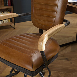 MACABANE Fauteuil desk vintage cuir à roulettes GASTON pas cher