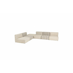 Acheter MACABANE Canapé modulable 6 pièces bois de manguier et revetement coton GLORIA gris et beige