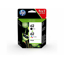 HP 62 - Multipack N9J71AE - Noir, Cyan, Magenta, Jaune 2 x Cartouches d'encre - 1 x Noir + 1 x Cyan, Magenta, Jaune - pour imprimante HP - HP 62