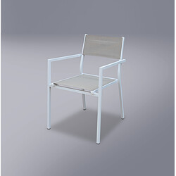 Carrefour SOFIA - Fauteuil de jardin - Taupe.  L 54 x l 59 x H 80 cm - Aluminium, textilène - Empilable.