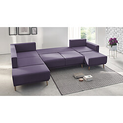 Acheter Bobochic MOLA - Canape d'angle panoramique xxl droit - Convertible violet et Coussins déco rose poudré