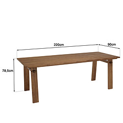 Avis MACABANE Table à manger rectangulaire 220x90cm en bois de teck recyclé 