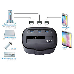 Connectland Station d'accueil pour disque dur 2,5'' ou 3,5'' avec HUB 3x USB 3.0 - OTB