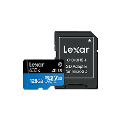 Lexar + Adapt - 128 Go Carte mémoire micro SDXC -  Class 10, A1, UHS-I (U3) - lecture 95MB/s - écriture 45MB/s