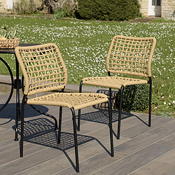 MACABANE Lot de 2 chaises de jardin en cordage tressé beige VIANNEY