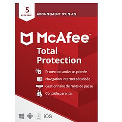 McAfee Total Protection 2022 - 1 an - 5 postes - Version dématérialisée