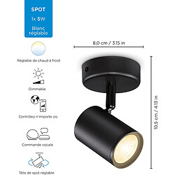 Avis WiZ IMAGEO Spots connectée 1x5W - Blanc variable - Noir