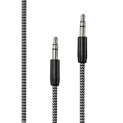 WE Câble Auxiliaire Audio Jack/Jack 3,5mm Mâle Mâle Nylon tressé 1m50 - très résistant - Compatible avec les casques Beats, iPhone iPad iPod Casque HiFi Autoradio Smartphone Tablette MP3 - Noir et Blanc