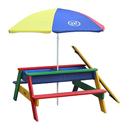 Axi Nick Table Picnic Sable et Eau arc-en-ciel - avec Parasol arc-en-ciel Table Sable et Eau Nick avec Parasol - A031.004.08