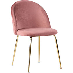 House Nordic Chaise Velours Rose Dos Matelassé et Pieds en Acier Doré GENEVE