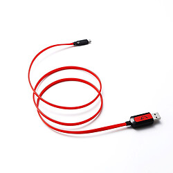 Gamium Câble Micro USB LED Plat 1M - Connecteur Ultra Résistant Gaming - Charge Rapide - Recharge Manette et Portable - Lumineux - Rouge