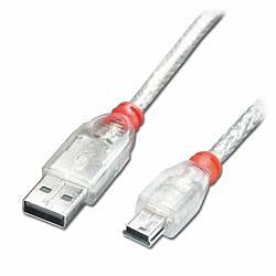 Avis Lindy Câble USB 2.0 A vers Mini-B, transparent, 5m