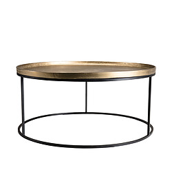 Acheter MACABANE Table basse ronde 88cm aluminium doré pieds ronds - JANICE