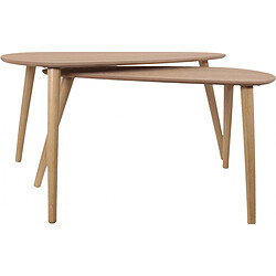 Avis 3S. x Home Set de 2 Tables Gigognes Galets Piétement en Bois TOMMY