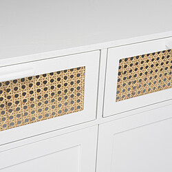 Buffet blanc 2 portes 2 tiroirs cannage naturel SANDRO pas cher