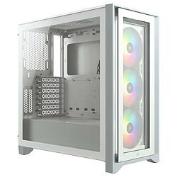 Corsair iCUE 4000X RGB Tempered Glass (Blanc) Boîtier Moyen Tour avec Panneau en Verre Trempé et Ventilateurs LED RGB