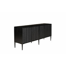 MACABANE Buffet en bois massif de manguier avec 4 portes sculptées et pieds en métal GLORIA noir pas cher