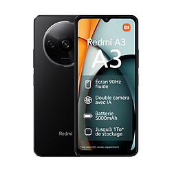 Xiaomi Redmi A3 - 4/128 Go - Noir + Pochette universelle pas cher