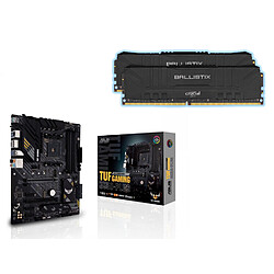 Ballistix Black 32 Go - BL2K16G32C16U4B + AMD B550-PLUS TUF GAMING - ATX Mémoire pour PC 2 barrettes 32 Go (2 x 16 Go) - DDR4 PC4-25600 - 3200 MHz - CL16 - Noir + Carte mère ATX - Socket AMD AM4 - Chipset AMD B550