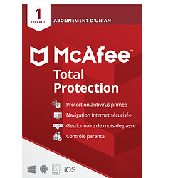 McAfee Total Protection 2022 - 1 an - 1 poste - Version dématérialisée