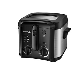 Fagor Friteuse électrique - FGRC200 - Noir Puissance 1600 W - Capacité 2.5 L - 1 Kg de frites - Thermostat réglable - Timer 30 min - Parois en inox - Indicateur lumineux.