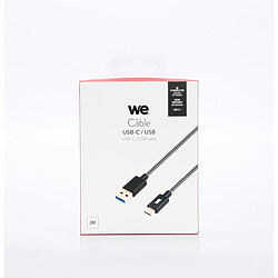 WE Câble Tréssé USB-C vers USB 2m pour Samsung S8/S9/S10, MacBook Pro, Google Pixel/Chromebook, Huawei P20/P30 Xiaomi - Noir et Blanc