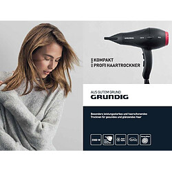 Grundig Sèche-Cheveux Professionnel Compact HD5585- 2000W - Noir & Rouge